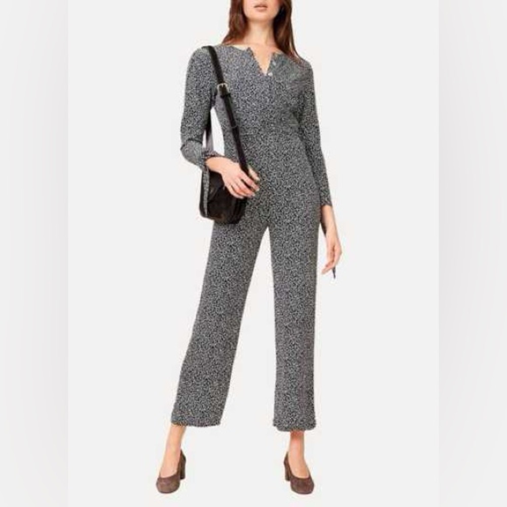 Rouje Wanda Jumpsuit In Black & White Micro Floral